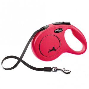 FLEXI Rollleine New CLASSIC Gurt – 5m, bis 25kg – Rot