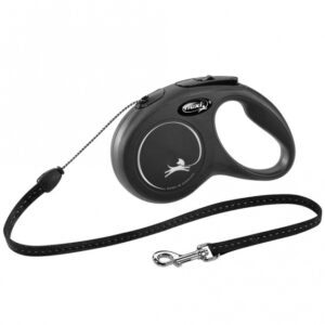 FLEXI Rollleine New CLASSIC Seil – 5m, bis 12kg – Schwarz