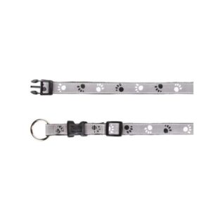 Trixie Halsband Silver Reflect – Pfotenmotiv – 30-45cm / 15mm