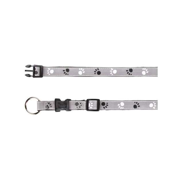 Trixie Halsband Silver Reflect - Pfotenmotiv - 40-65cm / 25mm 12221 trxi var.jpg
