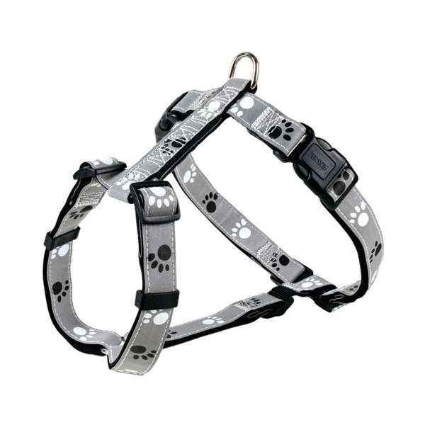 Trixie Geschirr Silver Reflect - Pfotenmotiv - 52–75 cm / 25mm 12231 trxi var.jpg