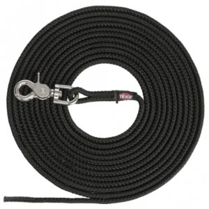 Trixie Schleppleine, rund aus Segeltau mit Trigger Snap Hook – schwarz – 20 m
