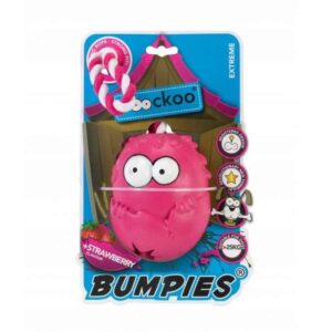 Coockoo Bumpies Extreme mit Seil und Aroma – für Hunde bis 27kg – Strawberry