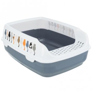 Trixie Katzentoilette Delio mit Motiv – grau/weiß