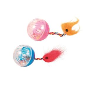 Trixie 2 Rasselbälle mit Spielschwanz – 4 cm