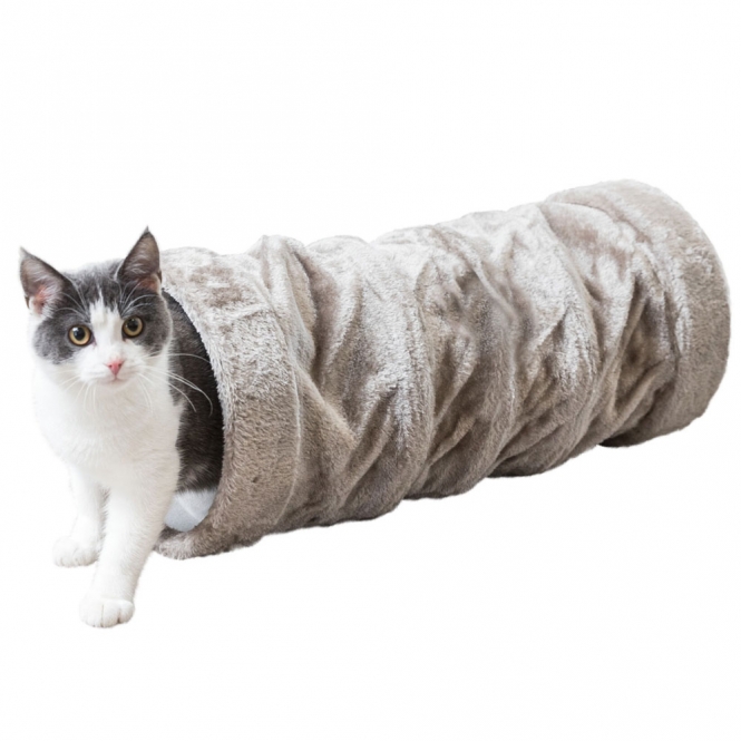 Trixie Crunch Plüschtunnel, 60 cm – Grau