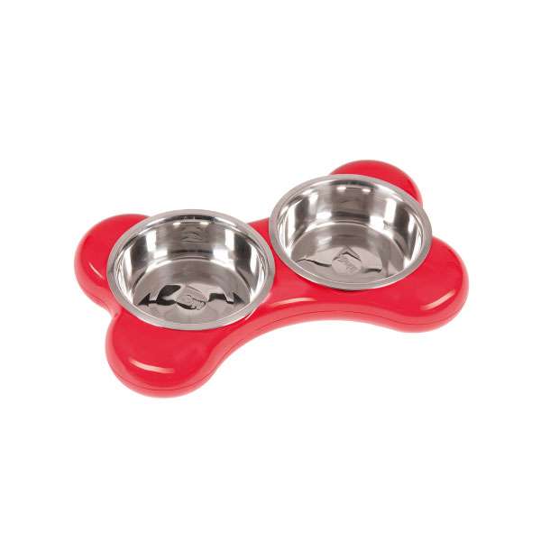 Karlie Flamingo The Bone Bowl Doppelnapf - 2 x 1.500 ml - Rot 44361.jpg