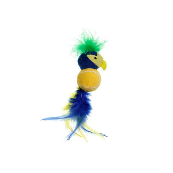 Karlie Flamingo Katzenspielzeug Plüsch Paradise Vogel – Blau-Gelb
