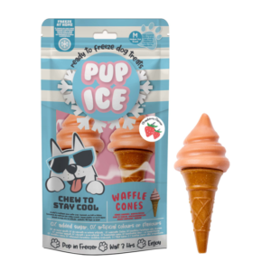 Pup Ice Waffle Cones Strawberry M – 2 Stück