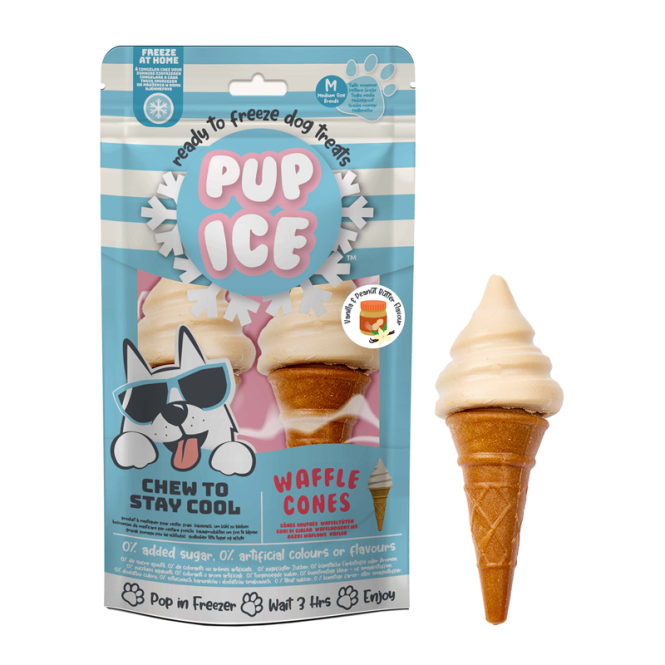Pup Ice Waffle Cones Vanilla & Peanut Butter M - 2 Stück 5061044930130.png