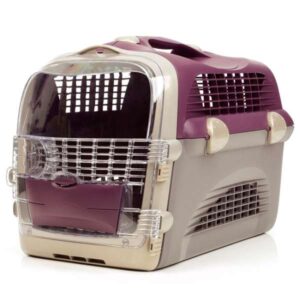 CATIT Transportbox Cabrio – Weinrot-Grau