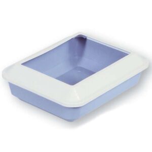 CATIT Katzentoilette mit Rand – marmor-weiss/nebelblau