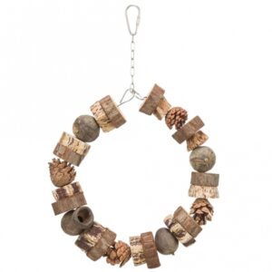 Trixie Ringschaukel aus Holz und Tannenzapfen – 18 cm