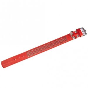 Karlie Vintage Halsband mit 4eck-Nieten 50mm – Rot – 50cm / 50mm
