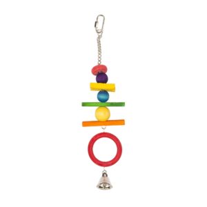 Duvoplus Vogelspielzeug Ring mit Holzwürfeln & Glöckchen