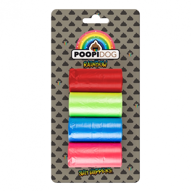 Poopidog Hundekotbeutel Rainbow – 4 x 20 Stück