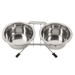 Duvoplus Edelstahl Doppel-Napfständer – 2x 1850ml / 21cm