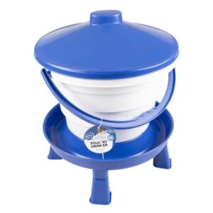 Duvoplus Hühner-Tränke mit Griff & Füßen – blau – 15L – 39x39x46cm
