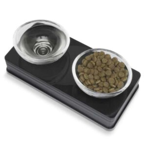 CATIT Style Glass Diner Doppelnapfständer – Schwarz
