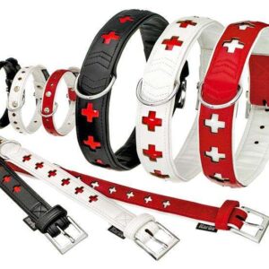Karlie ART KUNSTLEDER Halsband CROSS – Schwarz – 55 cm