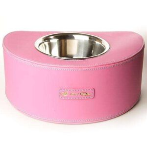 Designernapf Leder – Halbrund – Pink