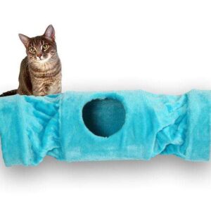 Pet-Star Katzentunnel MELLY, 90 cm – Hellblau