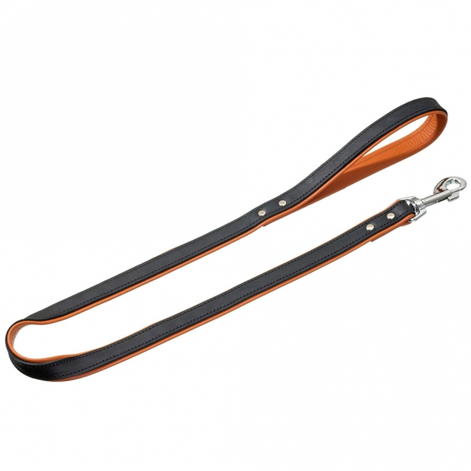Karlie Rodeo Leine genietet, 16mm 100cm – schwarz/cognac