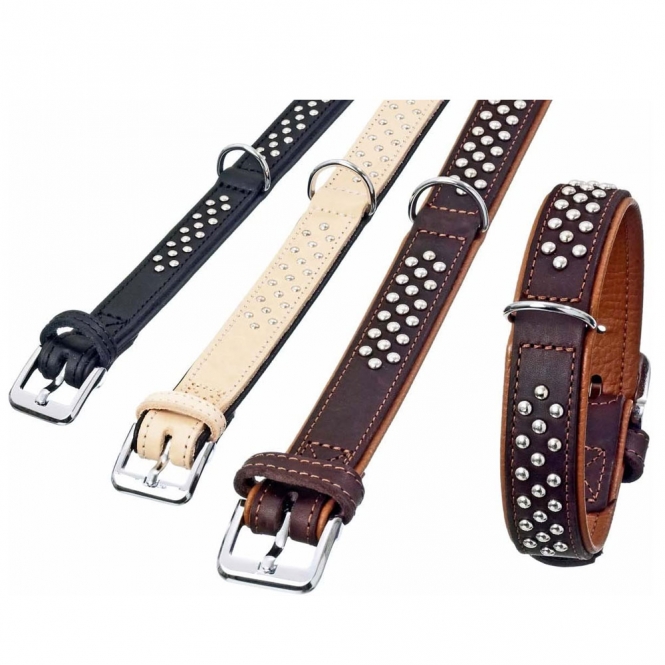 Karlie Rondo Halsband unterlegt mit Rundkopfnieten - Natur - 35mm/57cm rondonieten.jpg