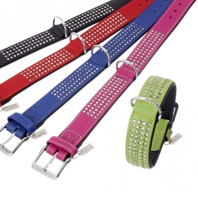 Karlie VINTAGE Strass Halsband 4-reihig Pink – 65 cm