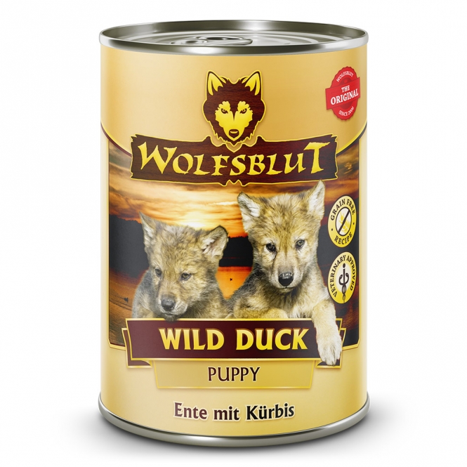 Wolfsblut Dose Wild Duck Puppy 395g wb783090wolfsblutpuppywildduck entemitkrbisnassfutter6x395g.jpg